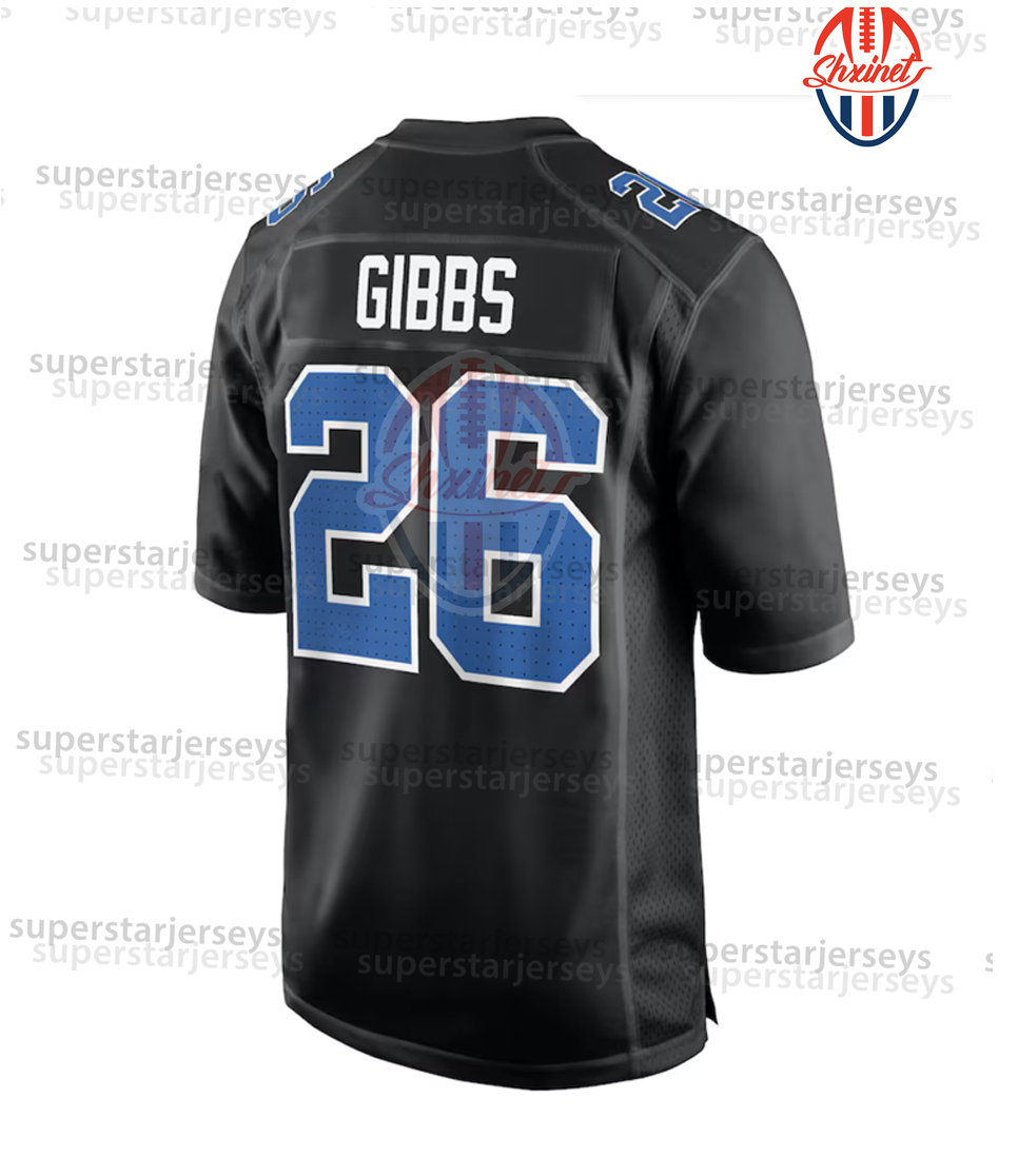 custom 0 Gibbs 2025 Salute Football Jersey 14 Amon-Ra St. Brown Jahmyr Jack Campbell Barry Sanders Jared Goff Jeff Okudah Johnson
