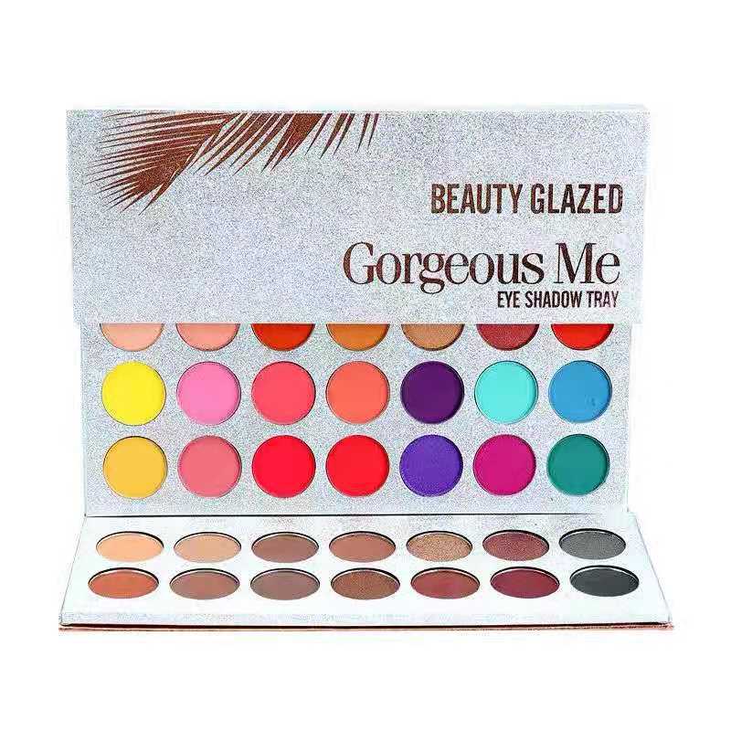 Authentic beauty glazed 63 color double door student stage makeup color eye shadow plate pearlescent matte
