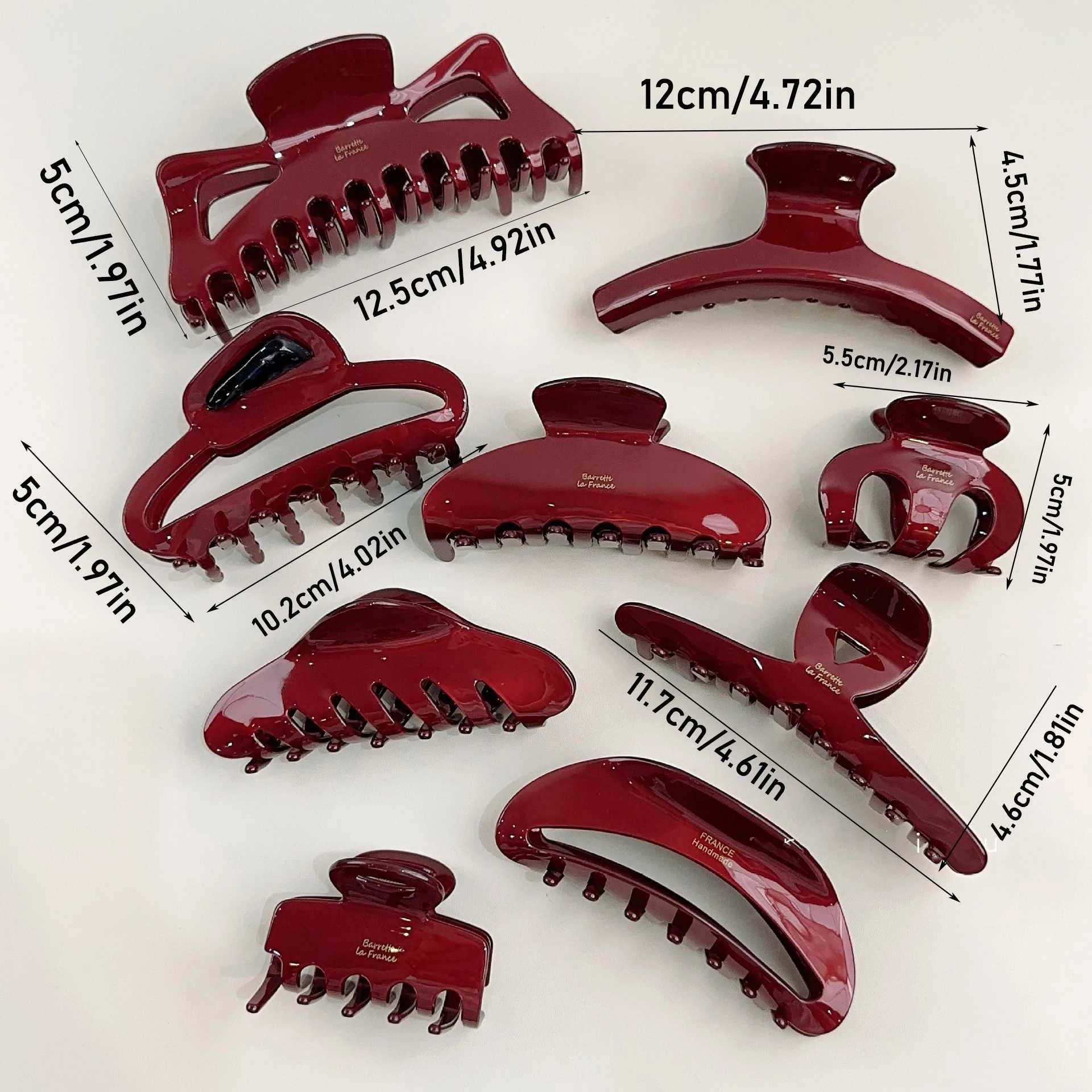 Acetic acid deep red geometric fixed hair clip womens new fashion letter hair clip headwear toolT250425