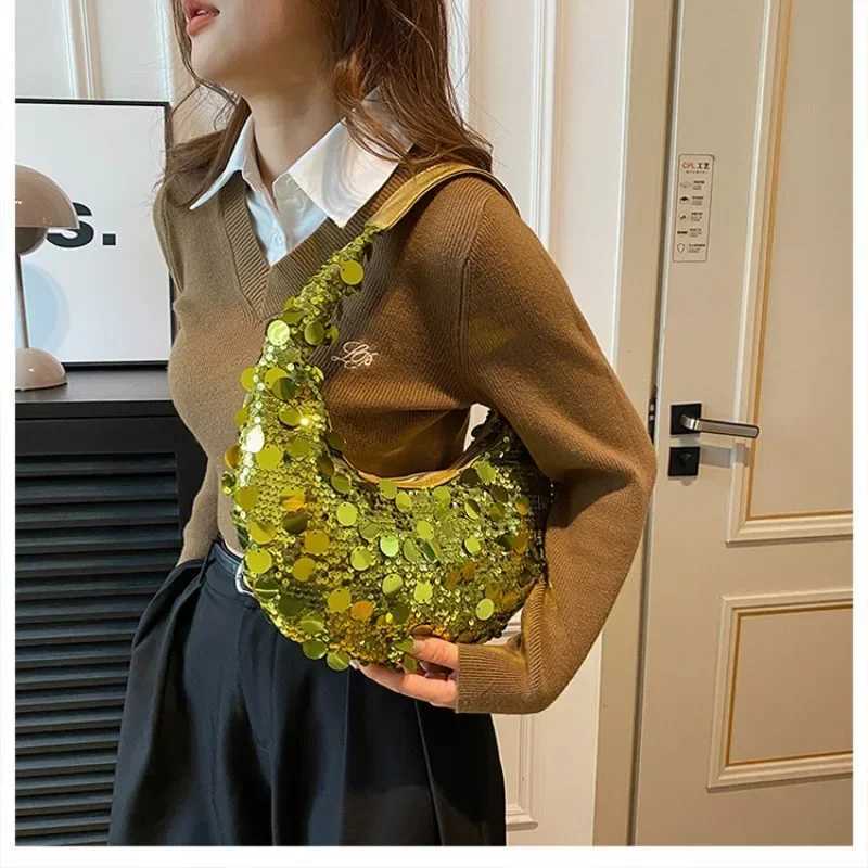 Sparkling sequins womens evening bag luxury designer shoulder bag womens retro lingerie cloud bag W250421