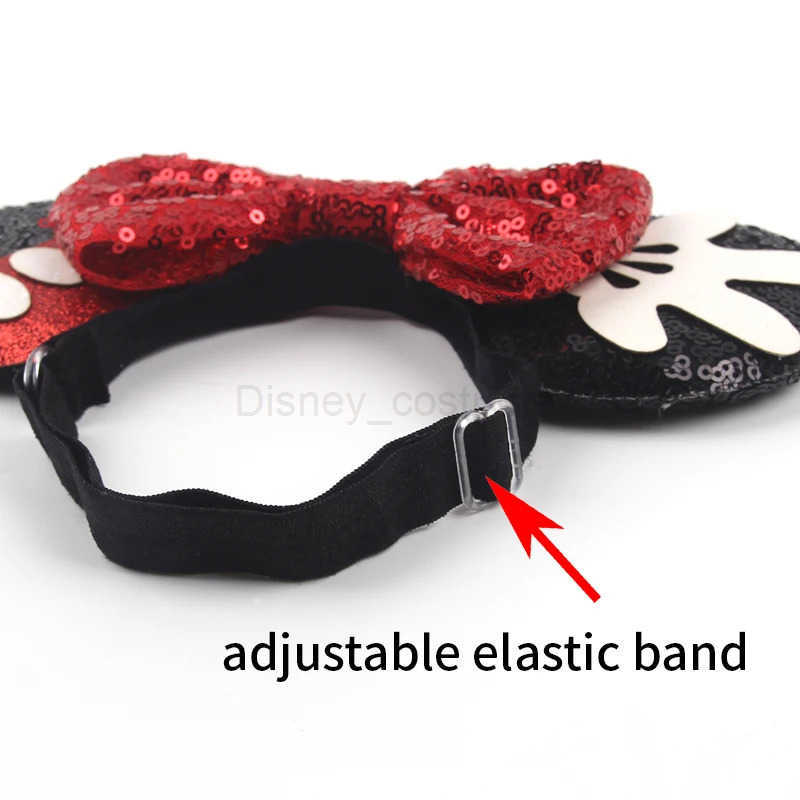 Disney 2024 Disney Mouse Ears Adjustable Elastic Headband Suitable for Baby Adult Glitter 5 Bow Hair Festival Party DIY Hair Accessories X250425