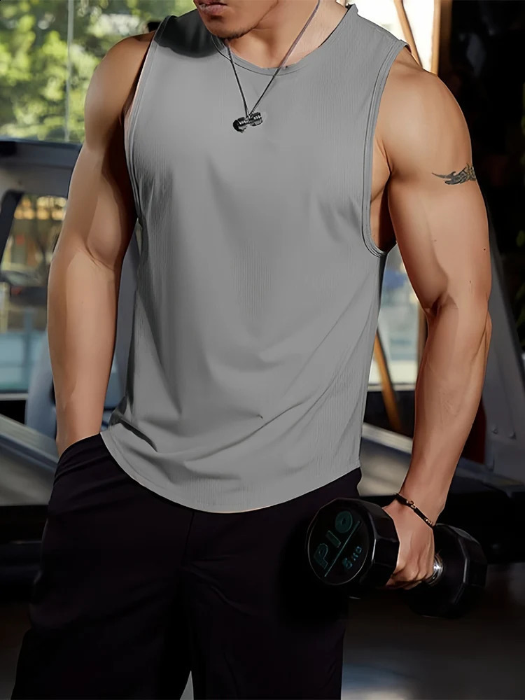 Summer mens fitness vest training fast drying loose fit sleeveless mens fashion vest 250418