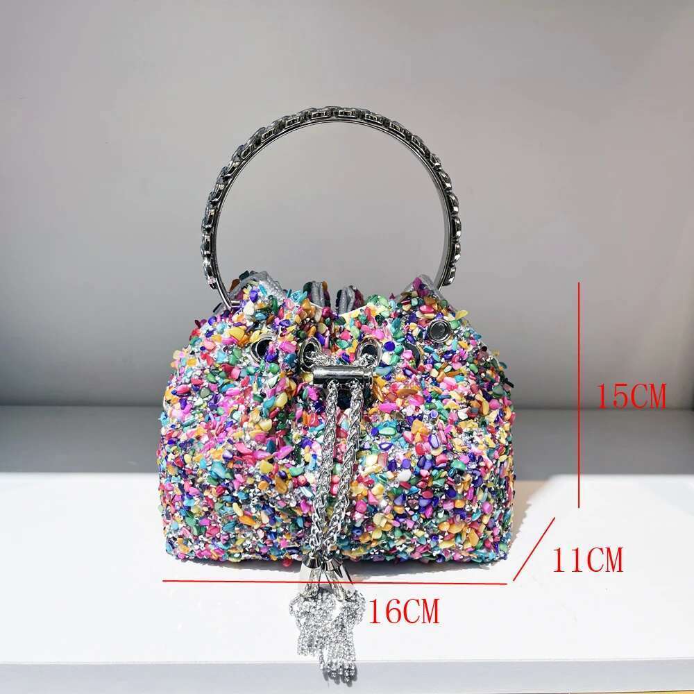 Handle Rhinestones Evening Clutch Bag Purses And Handbag Designer Shoulder Shiny Crystal Clutch Purse Bucket Bag