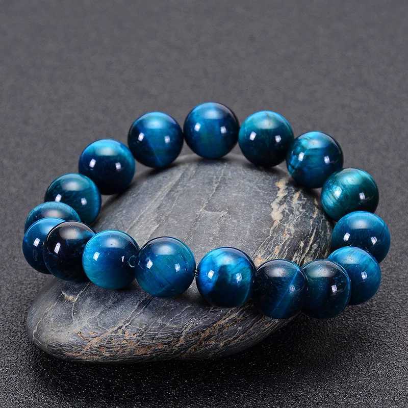 1Pc 6/8/10mm Minimalist Blue Tiger Eye Stone Beaded Bracelet Natural Stone Round Beads Bracelet For Daily Decoration J251125