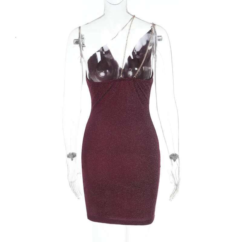 Dongdumaoyi Townlike Slim Bodycon Dress Women One Shoulder Mini Spring Summer Sparkle Glitter Backless Nightclub Sexy Party Dresses