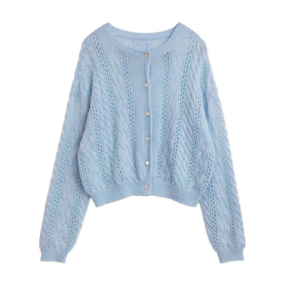 CHIC VEN Cardigan Loose Casual Mohair Hollow Knitted Sweaters Female Short Jumpers Spring Summer 2025 Tops
