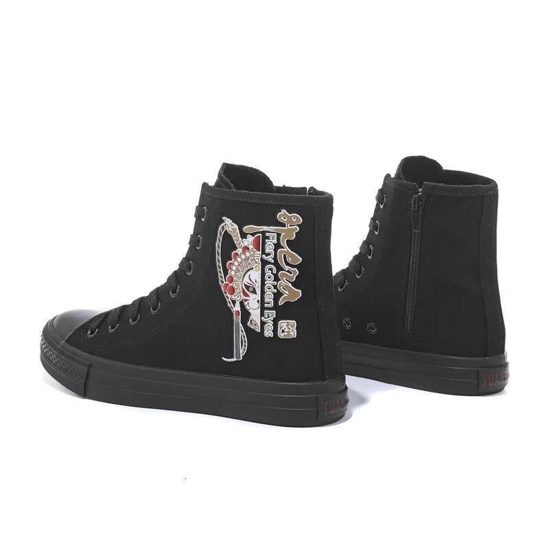 Spring new honeysuckle lace-up side zipper high-top couple canvas casual flat inner heightening large size women's shoes