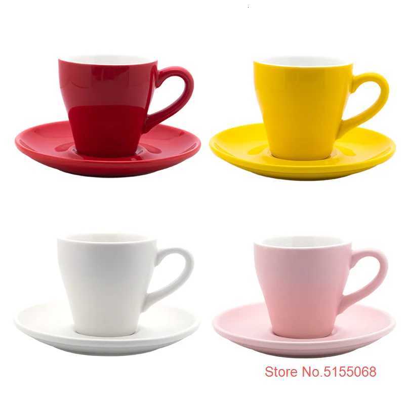 Nordic Style Tulip Shape Multicolour Macaron Espresso Cup And Saucer Set Black Itan Coffee Mug Cafe Tea ESPRESSO SHOT Glass Y251125