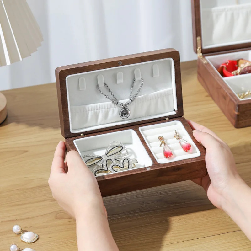 Black Walnut Solid Wood Jewelry Box Ring Jewelry Diamond Ring Necklace Box Elegant Desktop Storage Solution Jewelry Packaging 250424