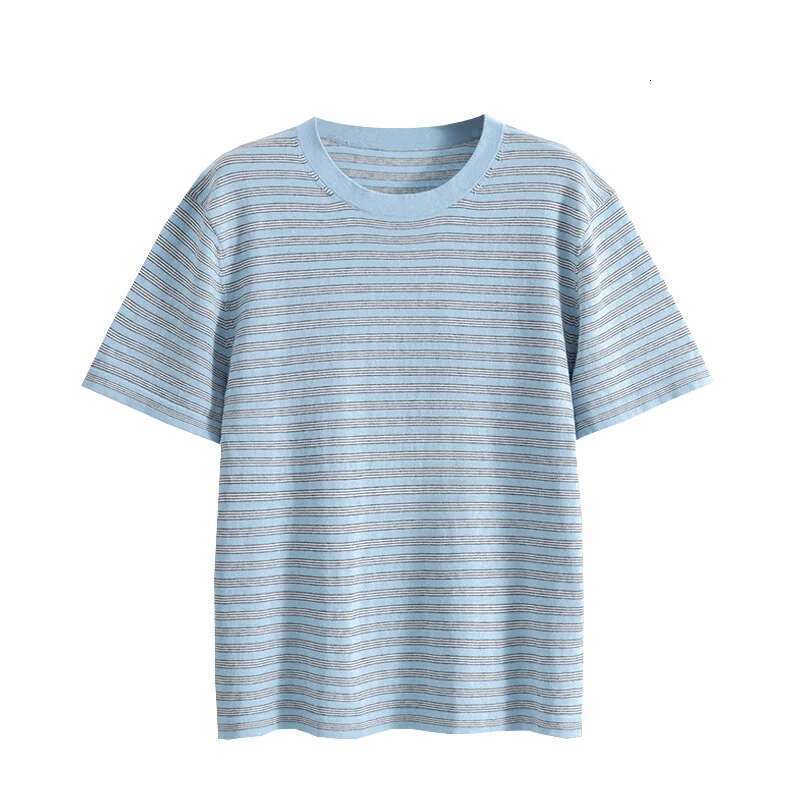 2025 New Classic Sailor Shirt Cashmere Cotton Blended Round Neck Pullover Loose Lazy Short Sleeve Top