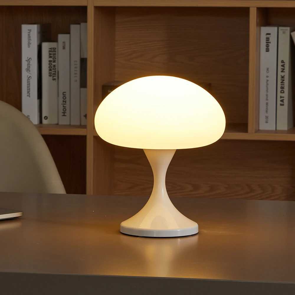 Mushroom table lamp bedroom bedside table with adjustable brightness 3 color changing lights rechargeable outdoor ambient lightM251125