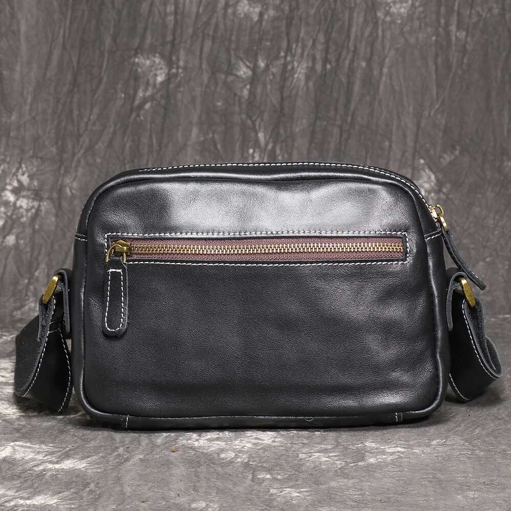LUOKIR Genuine Minimalist Men's And Women's Shoulder Crazy Horse Leather Diagonal Cross Bag, Retro Ipad Bag