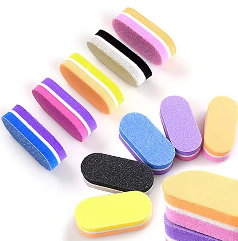 Mini Double-Sided Nail Sponge Files Buffer Block Two-color Oval Shaped Buffing Sanding Nails File Manicure Polish Tools