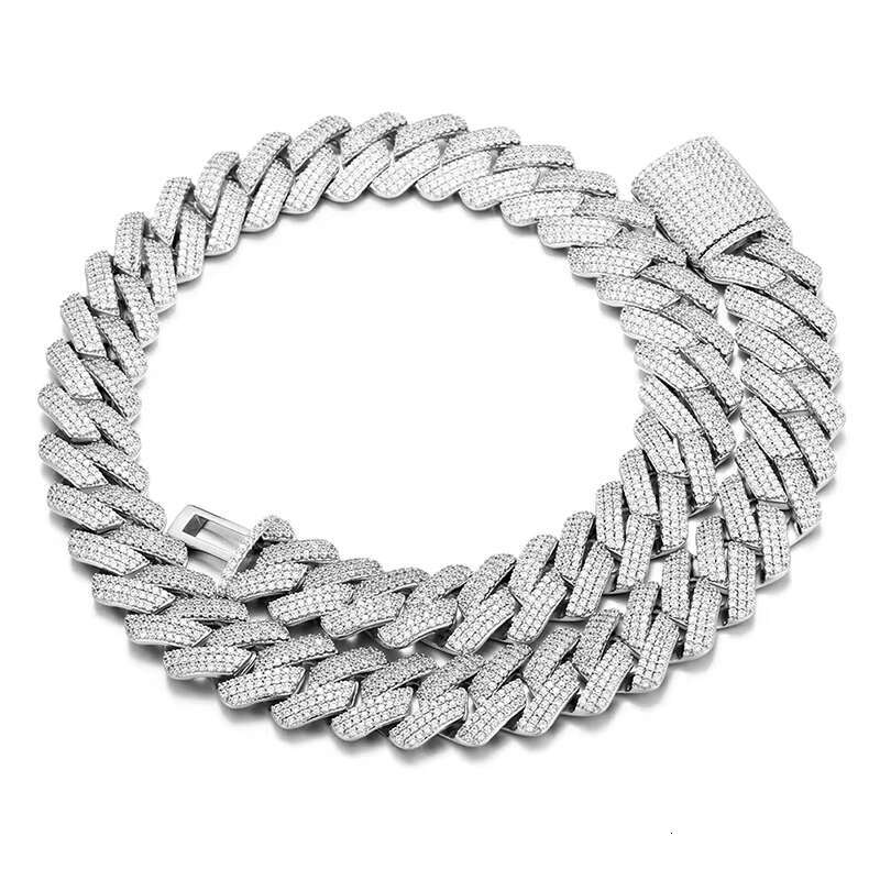 New Design Big Stone Clasp Solid Silver 925 Hip Hop Iced Out Cuban Link Bracelet 20MM With Moissanite Diamond Pass Diamond Teste