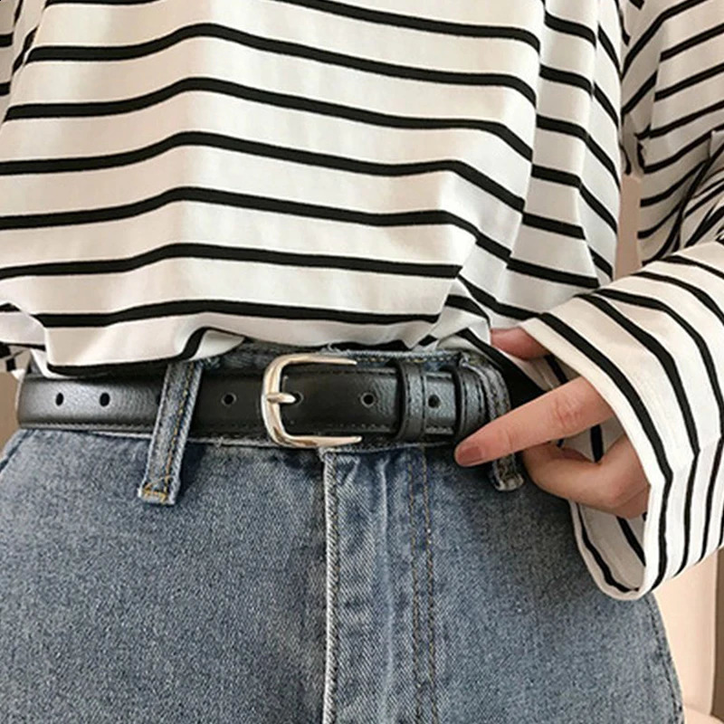 Womens belt PU leather simple metal buckle womens dress jeans waist belt womens high-quality womens dress belt 250422