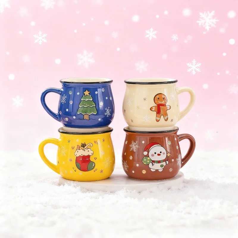 150ML Christmas Mugs Ceramic Cute Santa Elk Penguin Mousse Cup Coffee Cup for Office Home Milk Coffee Tea Cups Xmas Gifts Y251125