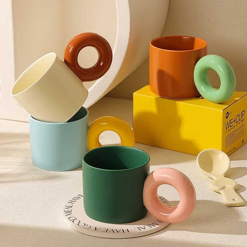 350ml Mug with Large Round Handle Creative Personty Ceramic Cup Milk Tea Set Kitchen Tableware Gift Suitable for Home Office Y251125