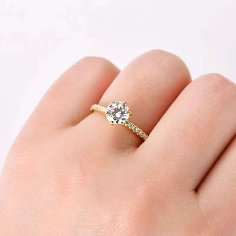 GRA Certificate 925 Silver Sparkle Real 1CT Moissanite 6.5mm D VVS1 Diamond Wedding Rings for Women