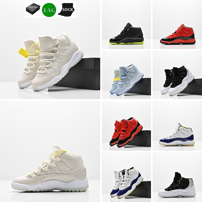 Little Big Kids Jump 11 11s Cherry Bred Cool Grey Concord Unc Win Like for toddler sneakers children basketball kid shoes baby fashion tennis shoe size 9C-7Y