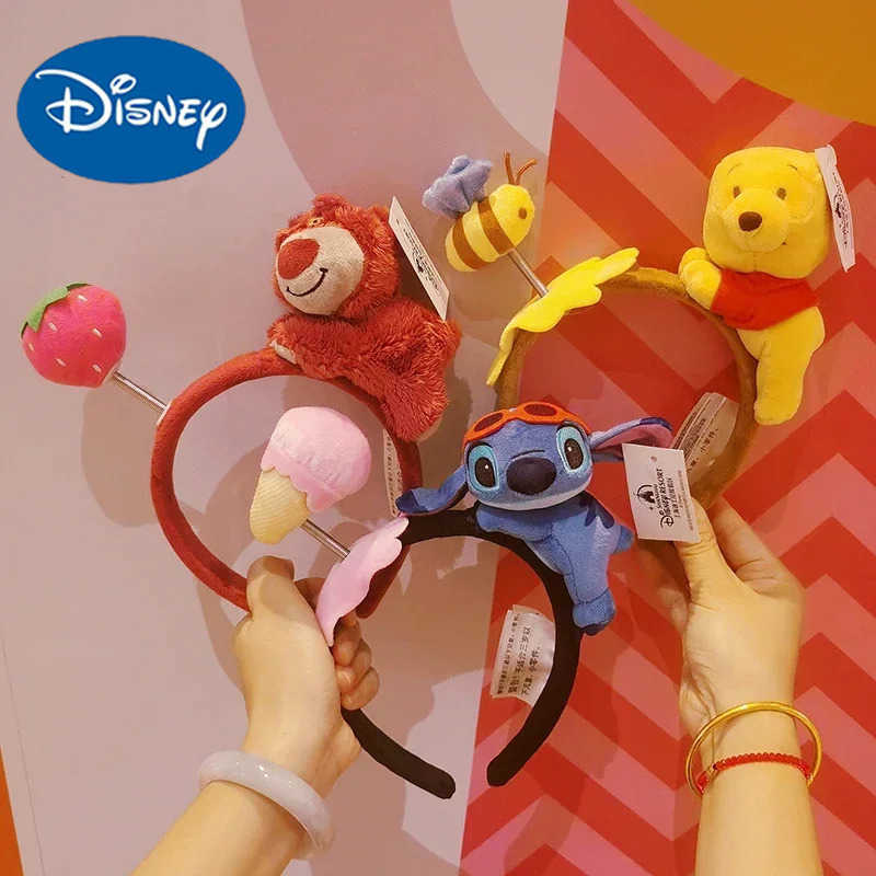 Disney Doll Hairband Sewing Loso Little Bear Cartoon 3D Doll Headwear Plush Face Wash Hairband Girl Surprise Gift X250425