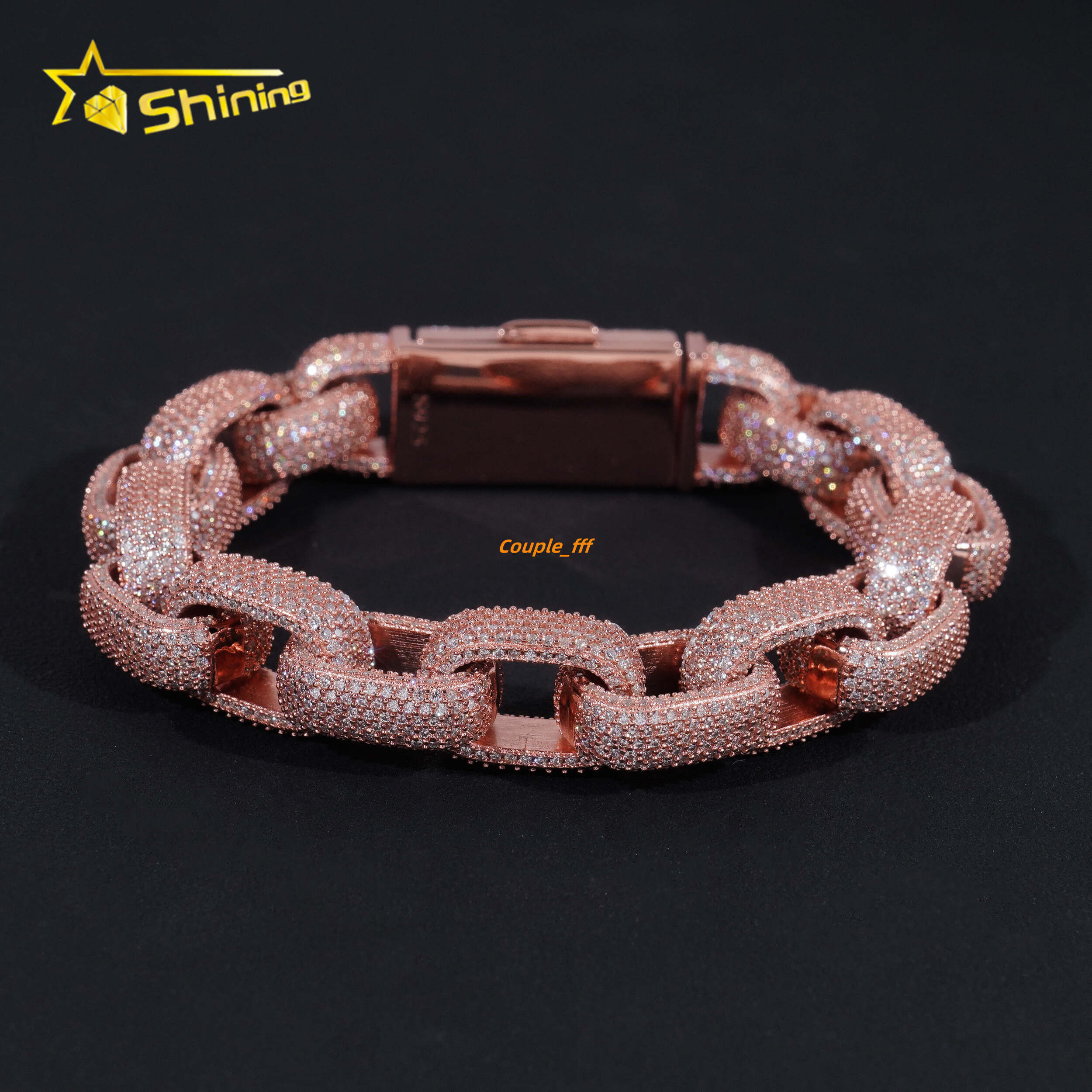 Silver 925 Gold Plated 13MM Pass Diamond Tester Hip Hop Jewelry Custom VVS Moissanite Cuban Link Chain Bracelet Men Jewelry