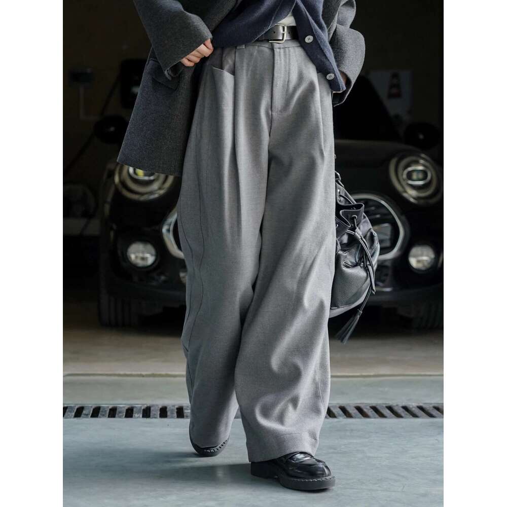 Autumn And Winter Women's Casual Solid Color High Waisted Loose Wide Leg Pants