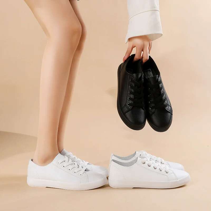 Spring and summer new leather small white ultra-fiber breathable casual men's lace-up flat large size women's shoes