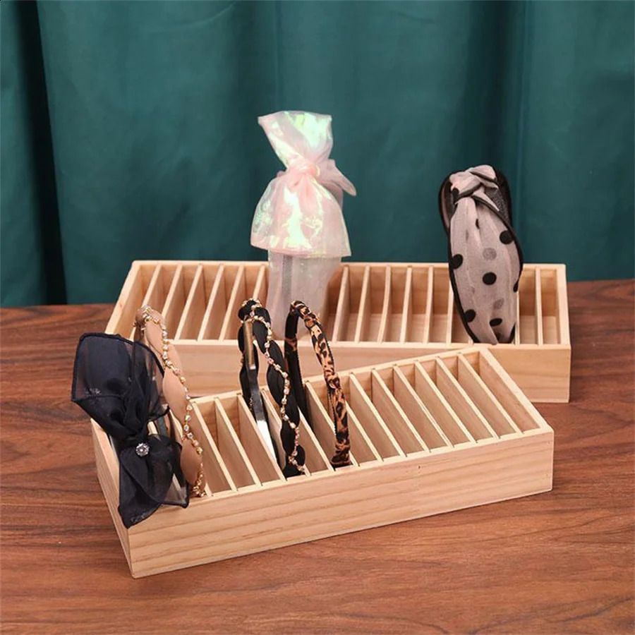 Wooden Headband Storage Box Detachable Hair Accessory Storage Holder Bracelet Jewelry Sundries Organizers Counter Showcase Props 250424