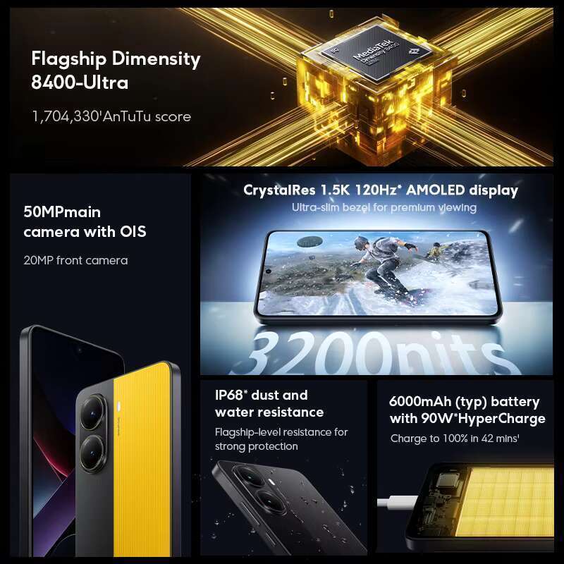 POCO X7 Pro 5g Smartphone Edition Dimensity 8400- Ultra 6.67 '' 1.5K AMOLED 120Hz 6000mAh 90W Charging 50MP Camera with OIS