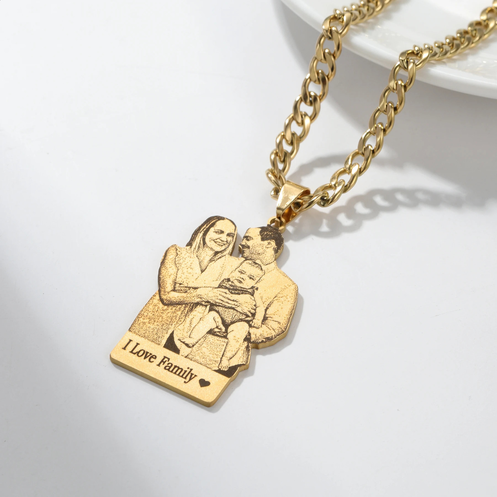 Qitian Custom Family Po Name Necklace Personalized Picture Memory Jewelry Stainless Steel Pendant For Women Men Baby Gifts 250425