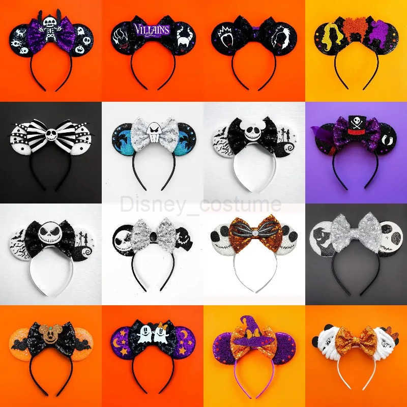Disney Halloween Ear Headband Childrens Role Play Bat Skull Hair Band Girls Ghost Hair Accessories Womens Holiday Party Hair X250425