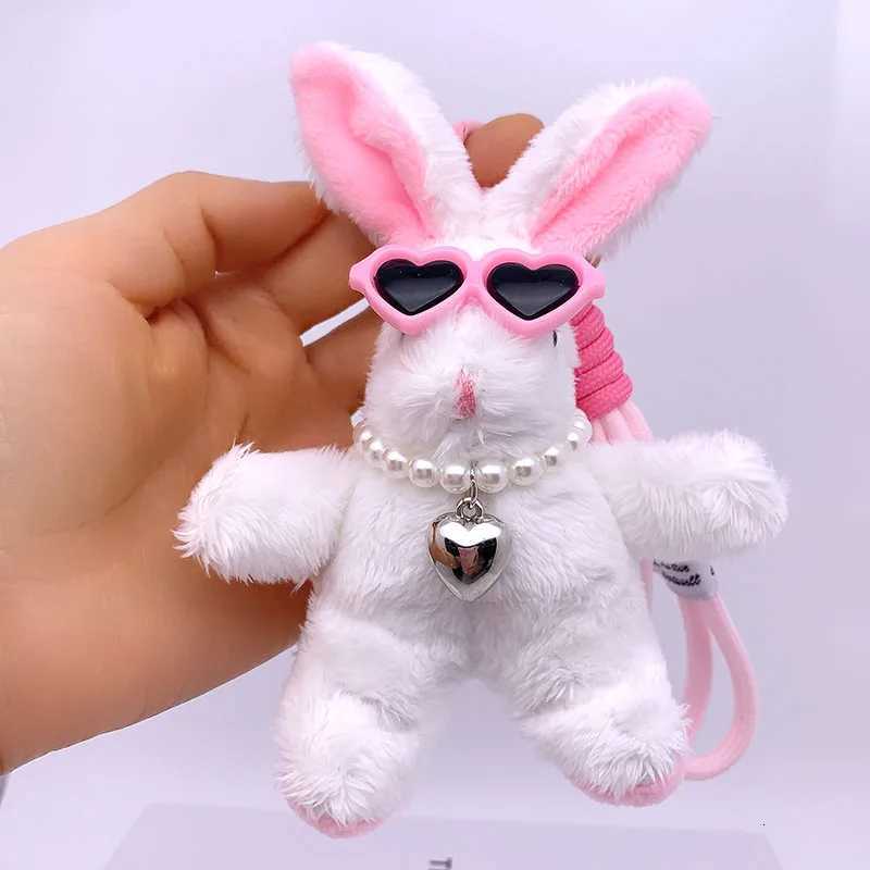 15cm Cartoon Black Rabbit Pendant Plush Doll Animal Rabbit Love Eyes Keychain Backpack Pendant Car Hanging for Girl Women GiftsXJ251125