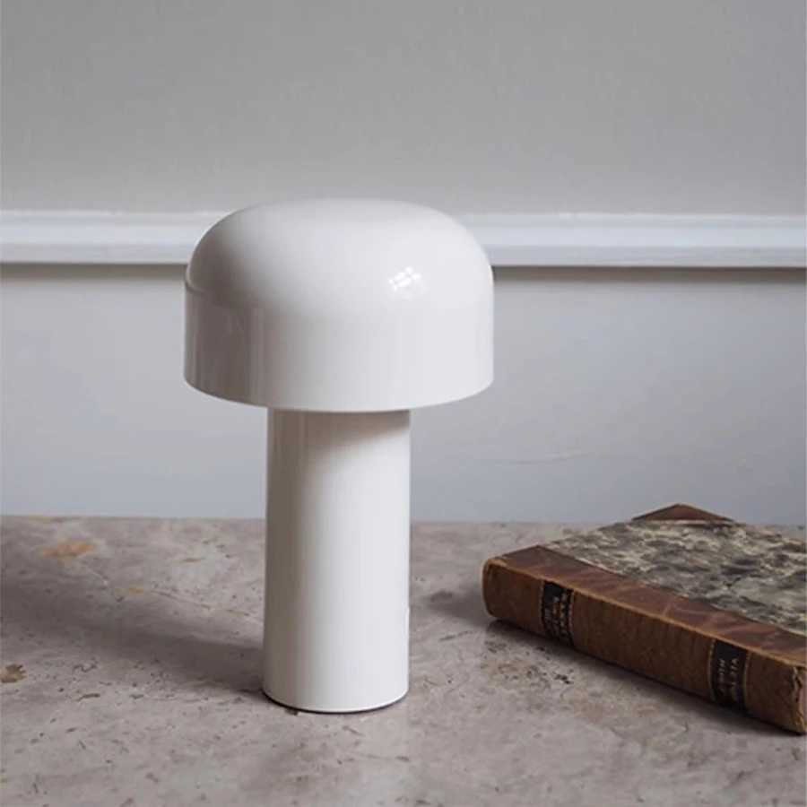 Rechargeable Black Mushroom Desktop Decorative Lamp with Iron Body for Desk Bedroom Camping Tabletop Modern LED Table Lamps C251125