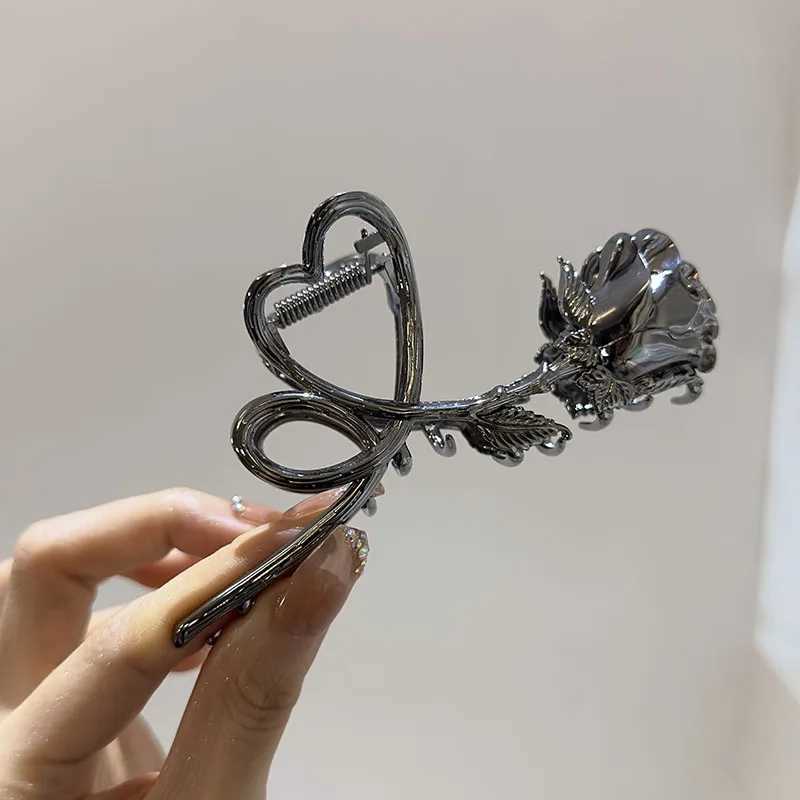 Vanika Womens New Large Metal Rose Hair Claw Crab Womens Fashion Ponytail Clip Girls Hair Clip HeadpieceT250425