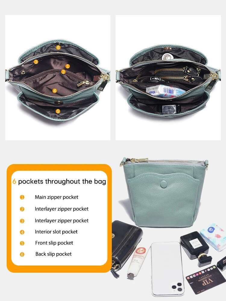 Zency Laides Small Soft Cow Leather Handbag New Casual Women Crossbody Simple Many Color Bag For Phone Female Purses