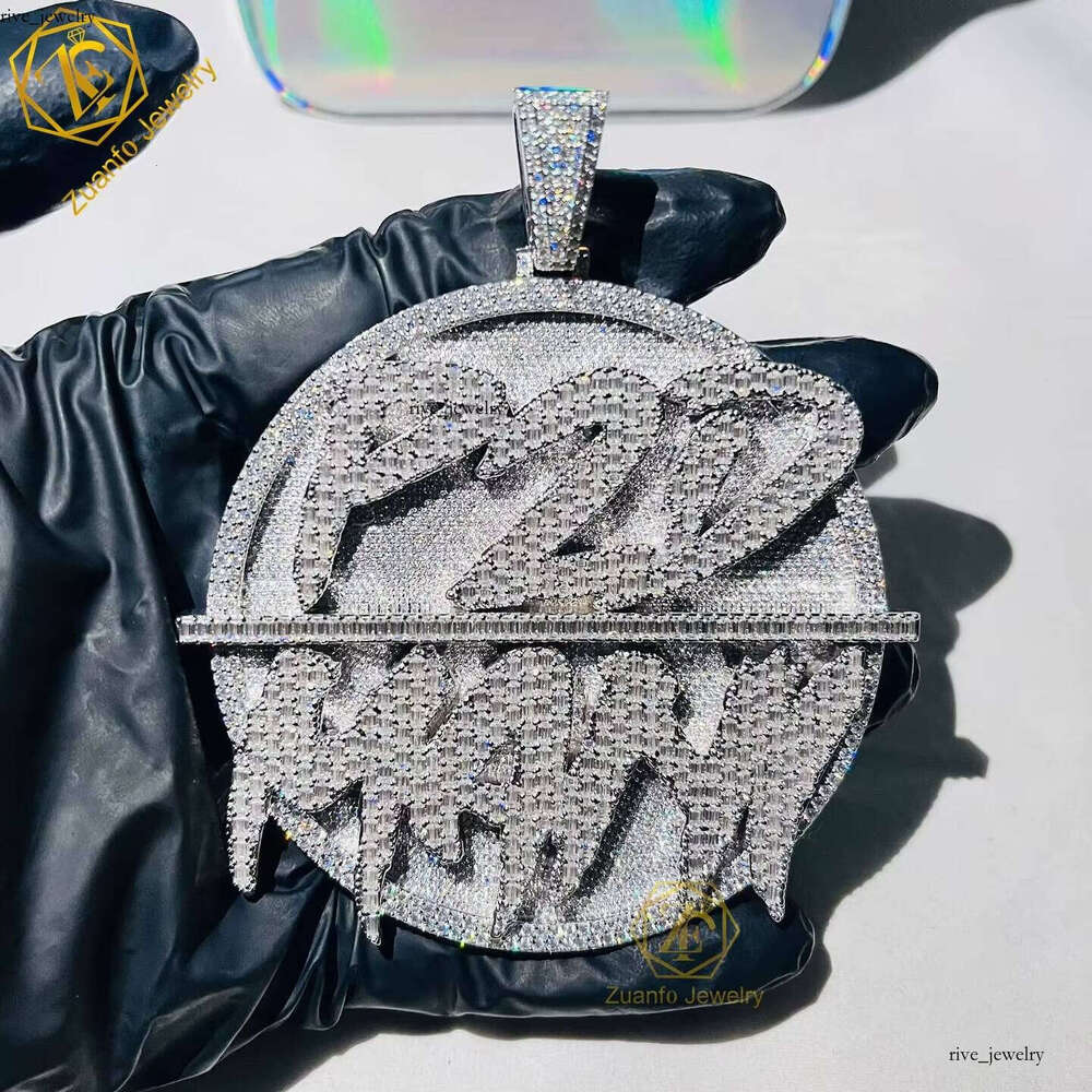 Pass Tester Ice Out Chrysolite Name Custom 925 Silver VVS Moissanite Hip Hop Letter Pendant with Numbers
