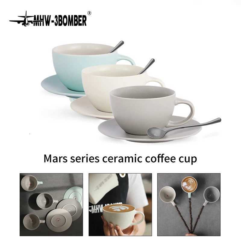 300ml Itan Ceramic Espresso Cup Saucer with Coffee Spoon Set Chic Cappuccino Latte Art Mugs Home Accessories Y251125