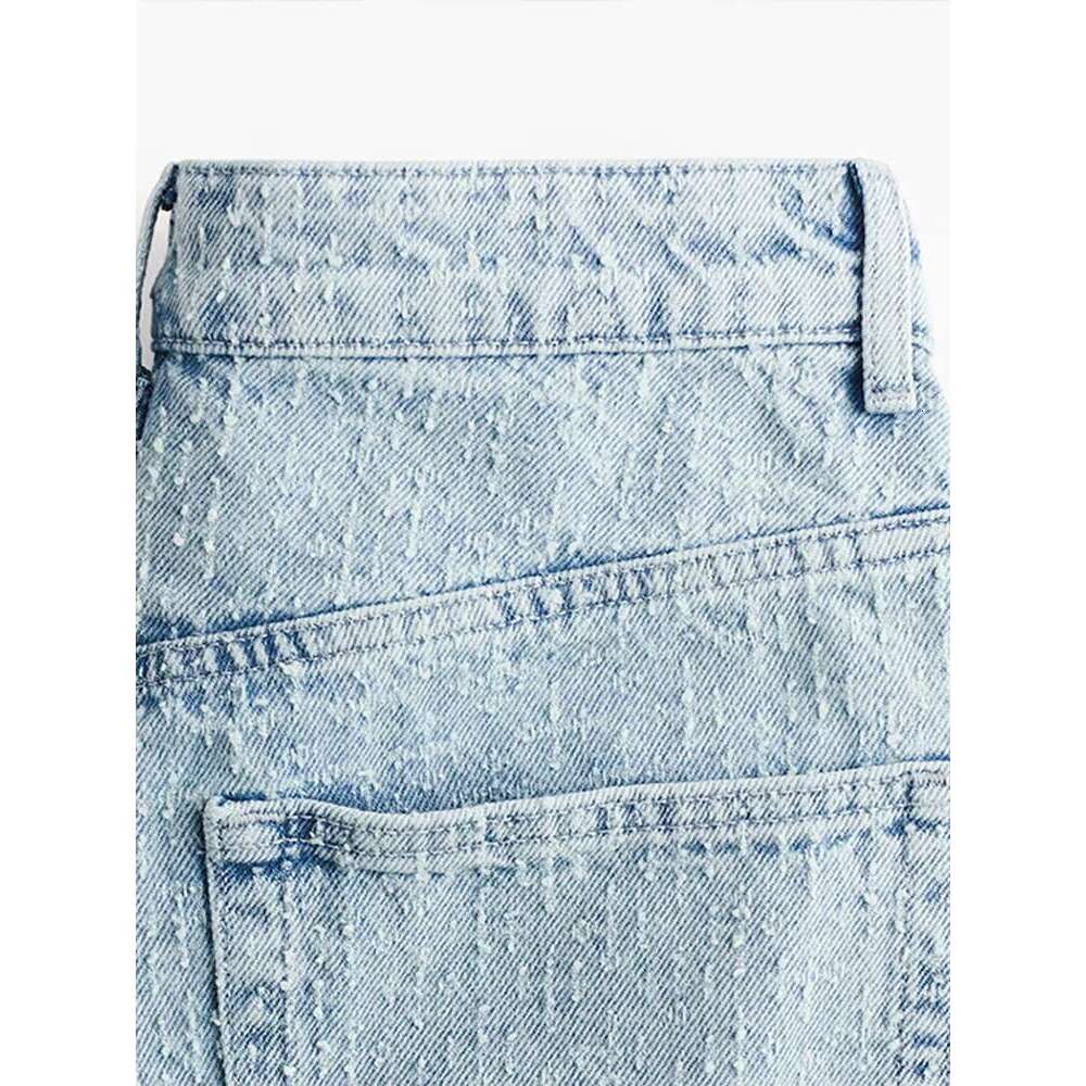 Vintage Women's Distressed Textures Denim Suits Set Light Washed Blue Waist-Tighting Jacket Matching High Waist Wide Leg Jeans
