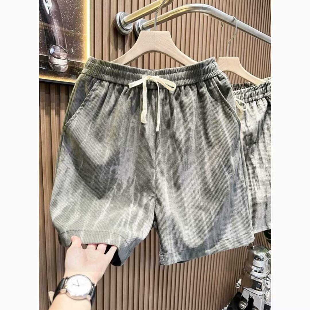 Beach men's summer thin American style exterior ice silk sports pants big size loose casual five inch shorts