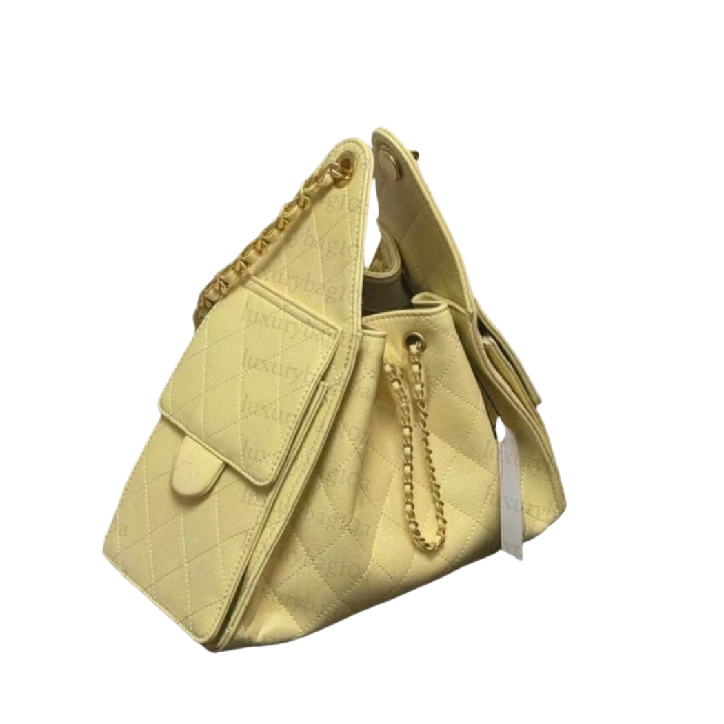 Women's Hobo Bags Small Designer Shoulder Bag Hobo Bucket Bag for Women Adjustable Drawstring Chain Strap Crossbody Purse with Two Side Pockets 30*26cm