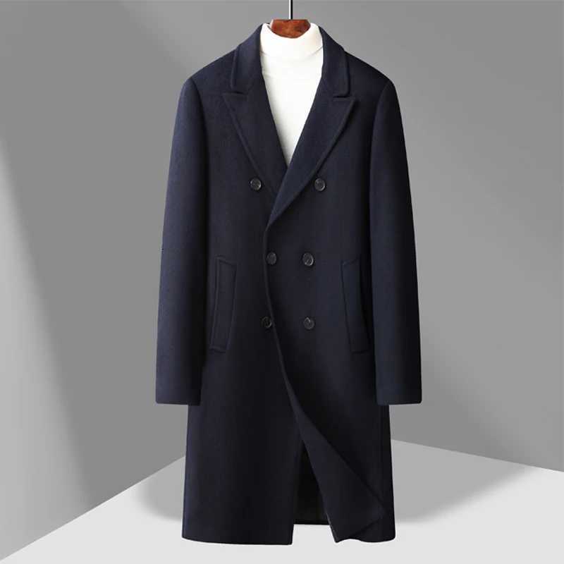 Winter Mens Woolen Coat Thicken Warm Trench Coat Men Wool Casual Double Fashion Breasted Long Overcoat MenT251125