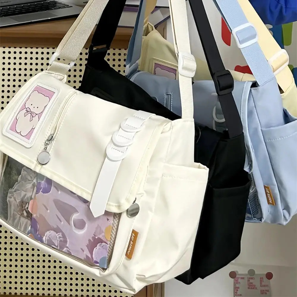 Y2K Japanese Harajuku School Bags for Teenage Girls 2024 Transparent Itabag Crossbody Bag DIY Badges Display Plate Ita Bag 250417