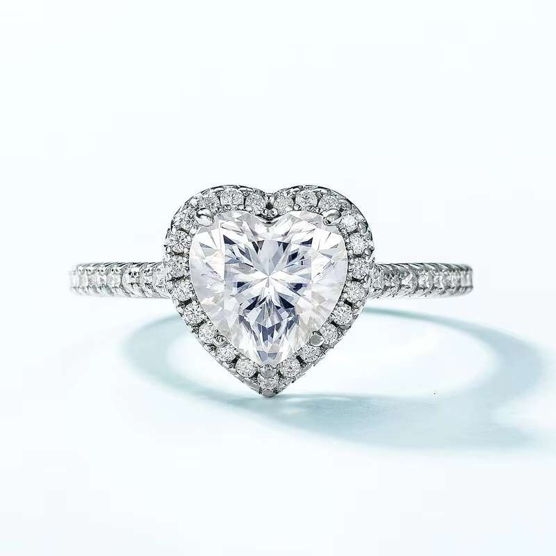 Kacy Hot Sale Heart Moissanite Ring Fashion Design 925 Sterling Silver Ring for Women