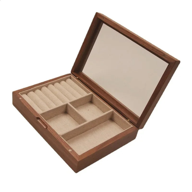 North American Black Walnut Solid Wood Jewelry Box Ring Pendant Storage Box Necklace Large Capacity Household Jewelry Organizer 250424