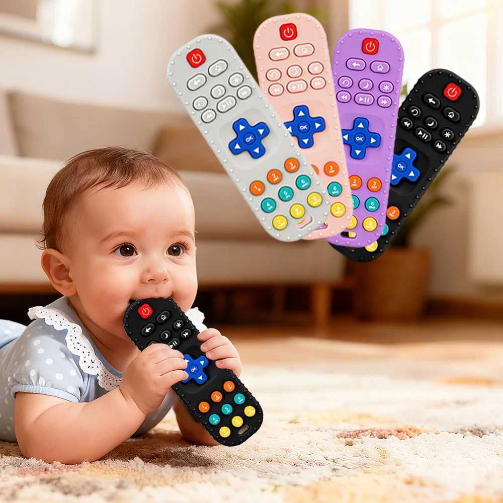 Simulated Remote Control Teether Baby Pacifier Anti-Thumb-Sucking Soothing Toy for Chewing and Stress Relief G251125