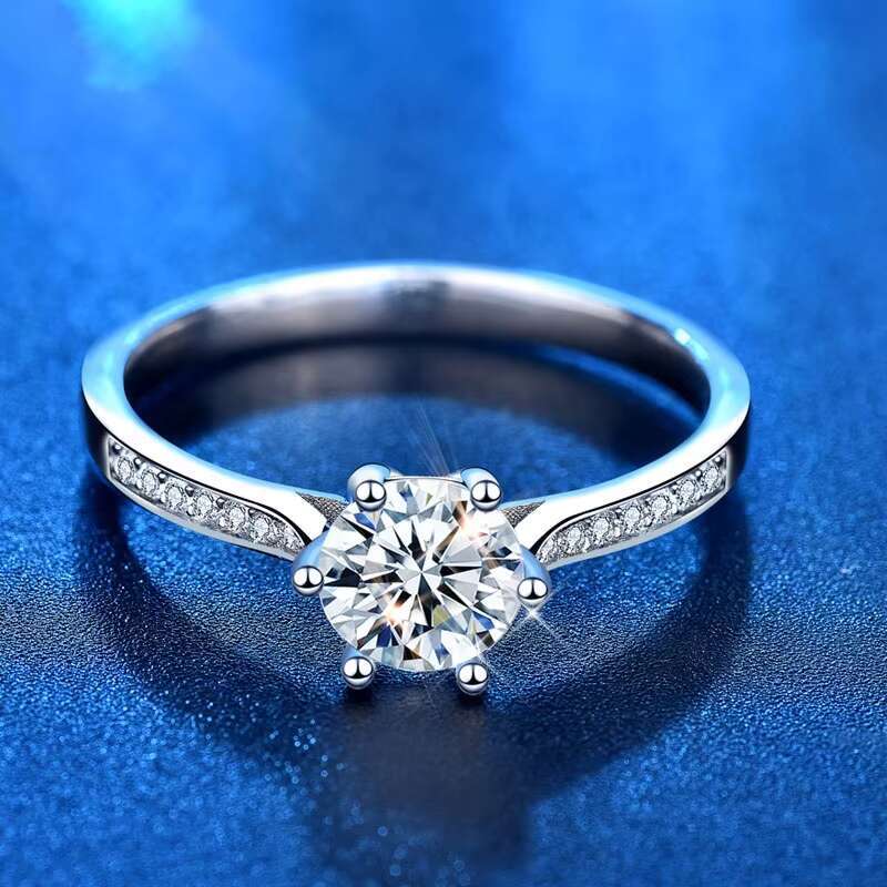 Claissc 1.0 Ct D Color Pass Diamond Test Excellent Cut Moissanite 6 Prong Ring 925 Silver Moissanite Rings Women Jewelry