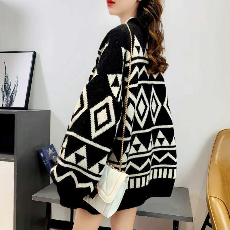 New Knitted Womens Casual Cardigan Autumn and Winter Sweater Jacket Loose Single-breasted Long-sleeved TopT251125