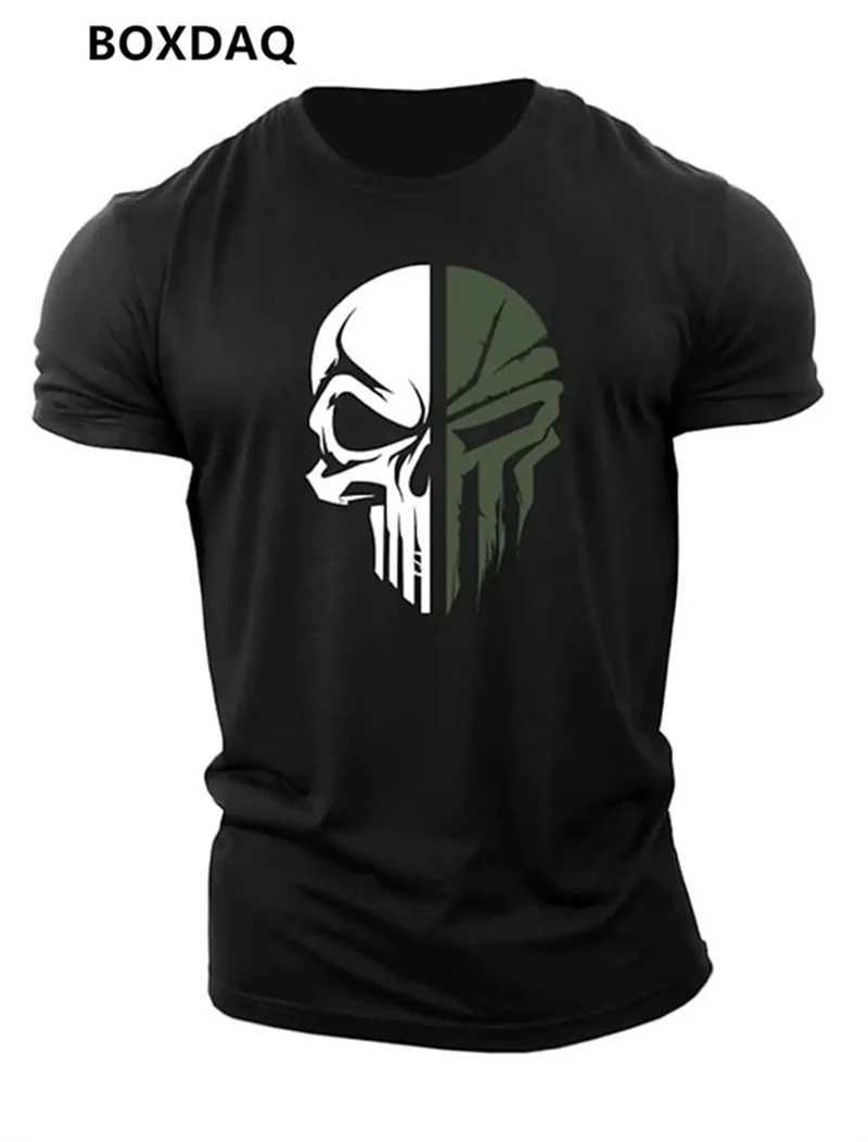 Military Skeleton Mens Gothic T-shirt Summer Short Sleeve 3D Printed Street Gym Sportswear Top 6XL Plus Size Loose Casual Mens T-shirt W250425