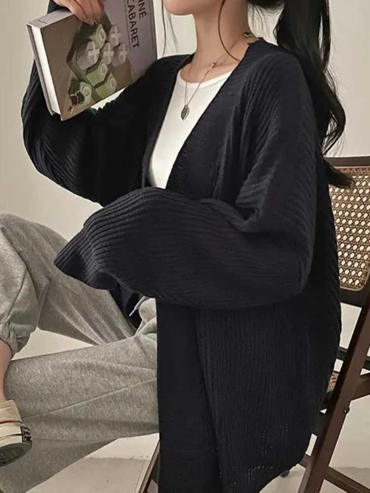 Korean Womens Sweater Loose Sweaters Warm Solid Pullover Knitwear Basic Female Tops Autumn Winter 2025 CardiganT251125
