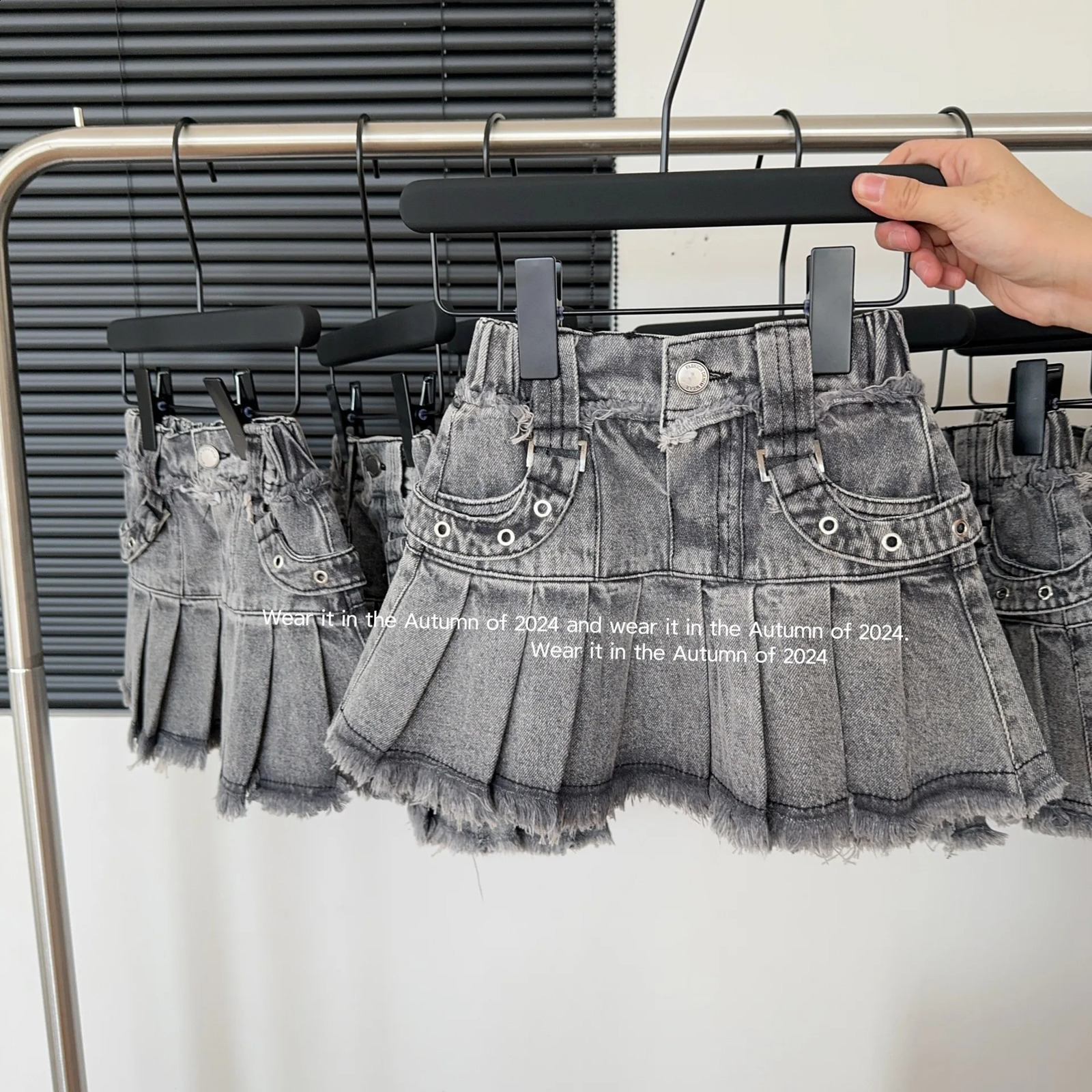 Spring/Summer Girls Cowboy Shorts Cool Girl Cowboy Skirt Cute and Fashionable Korean Fold Skirt 250424